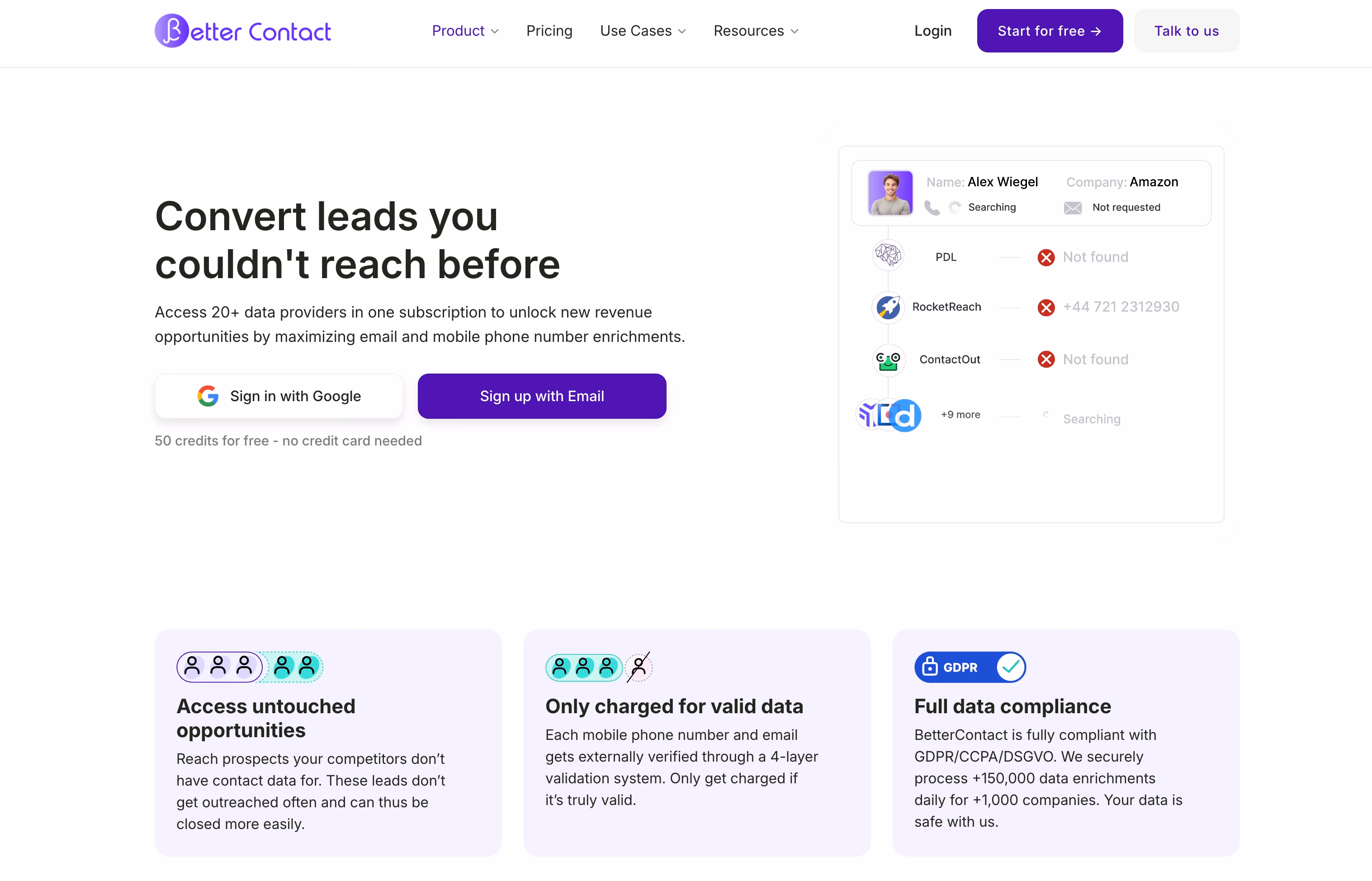 better contact website screenshot