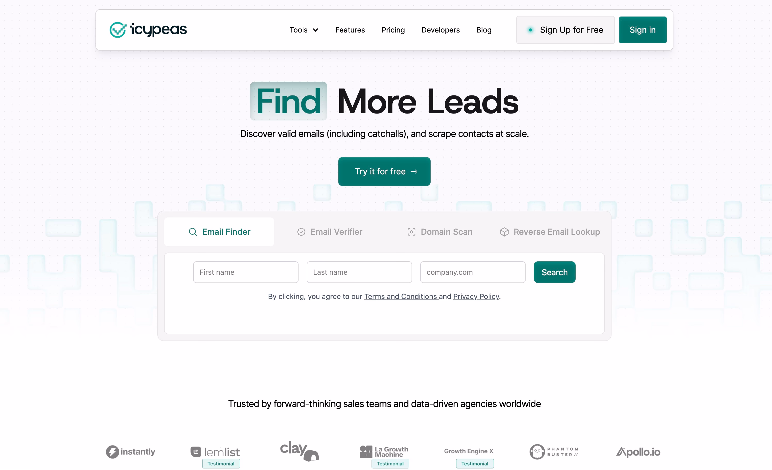 icypeas website screenshot