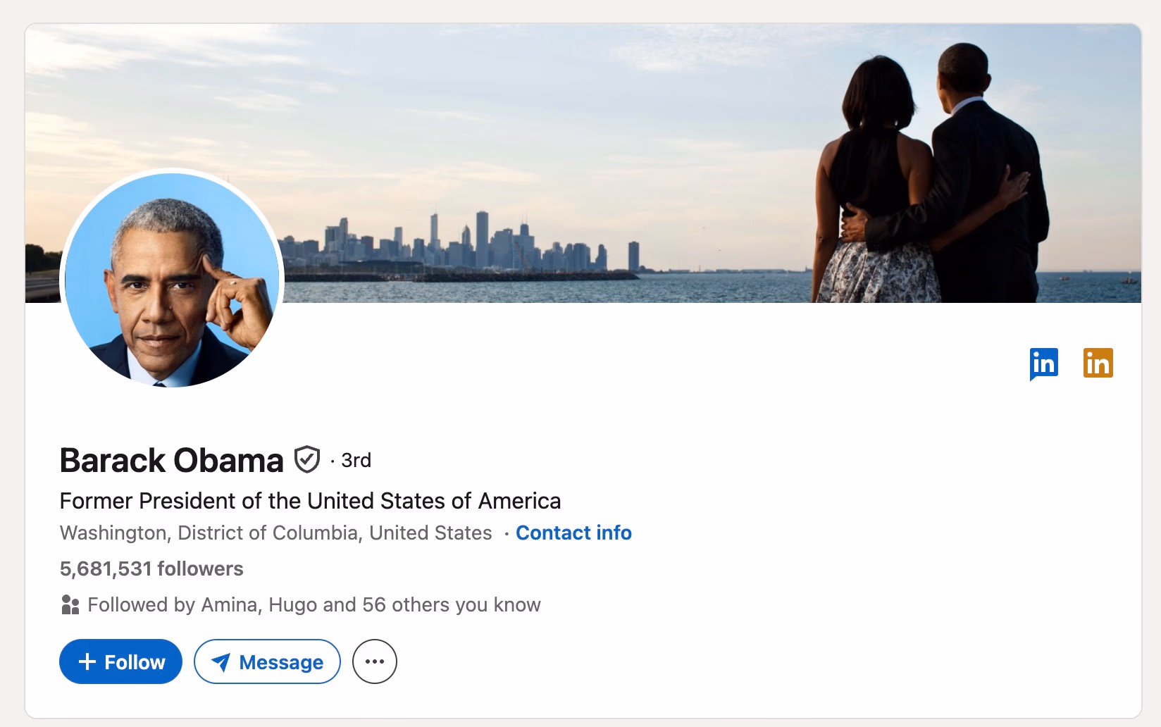 barack obama linkedin profile