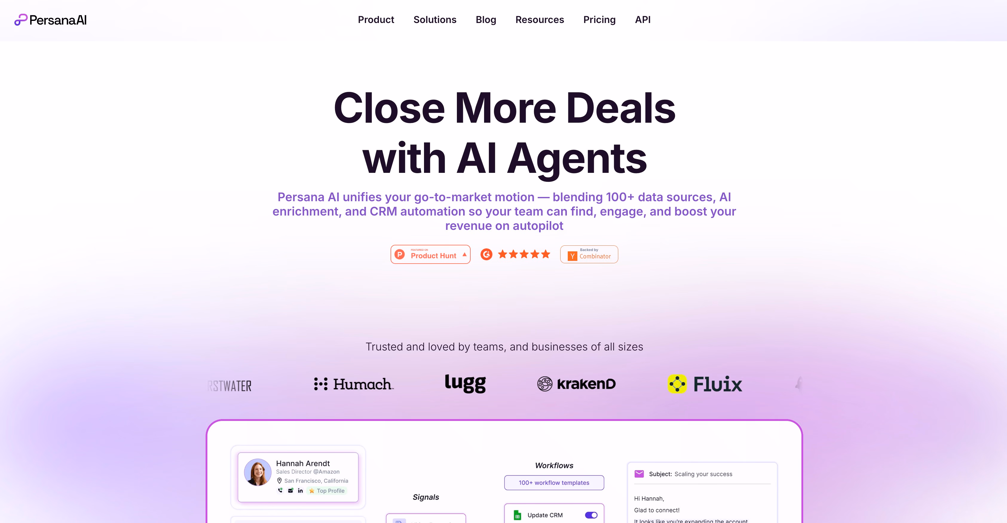 persana ai homepage screenshot