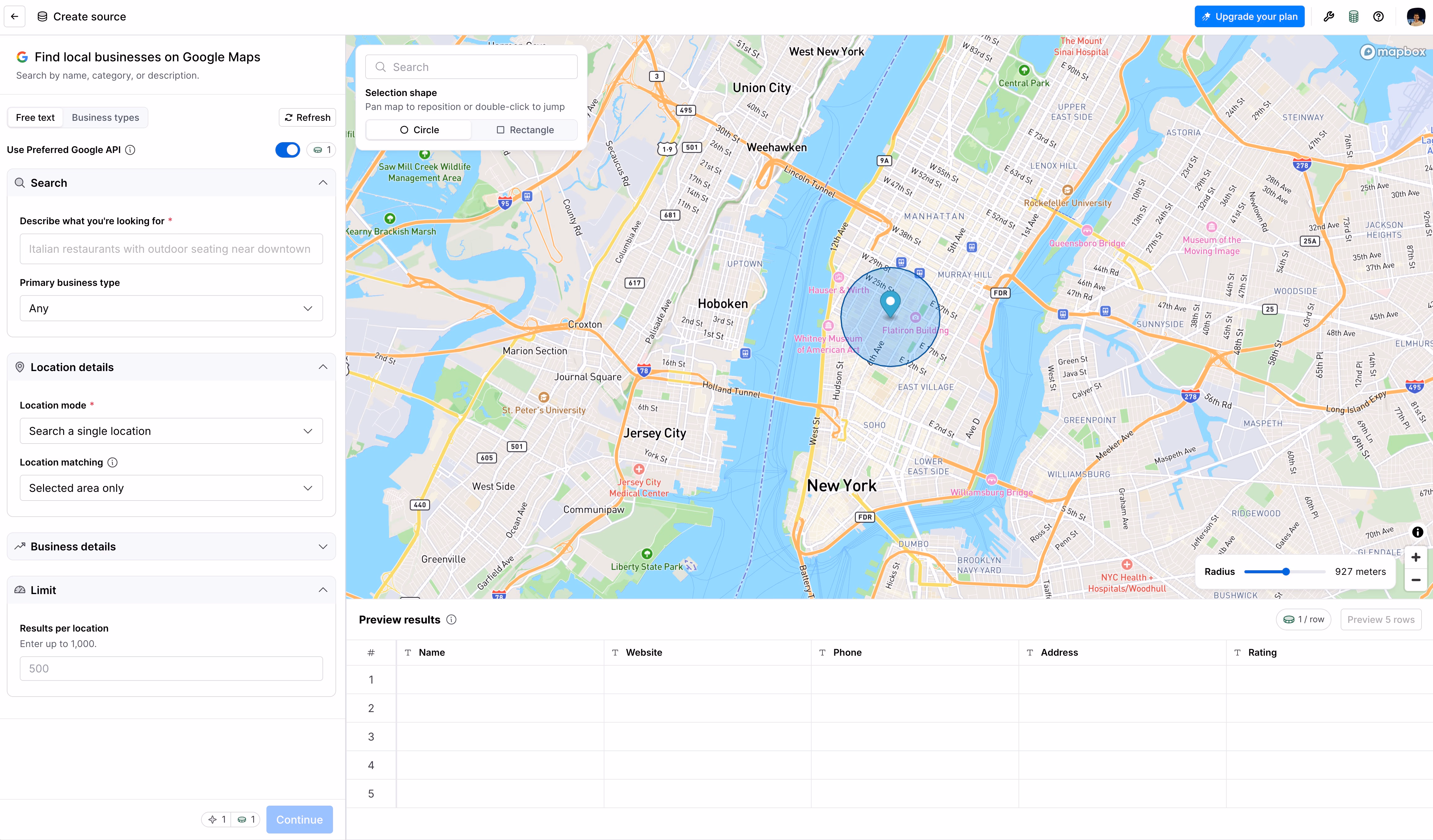 Clay google maps local business search