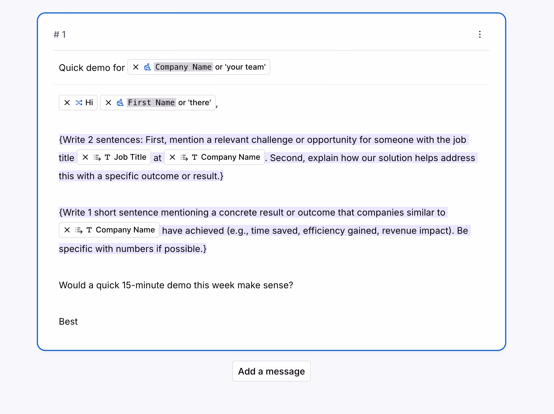 Clay sequence message prompt builder