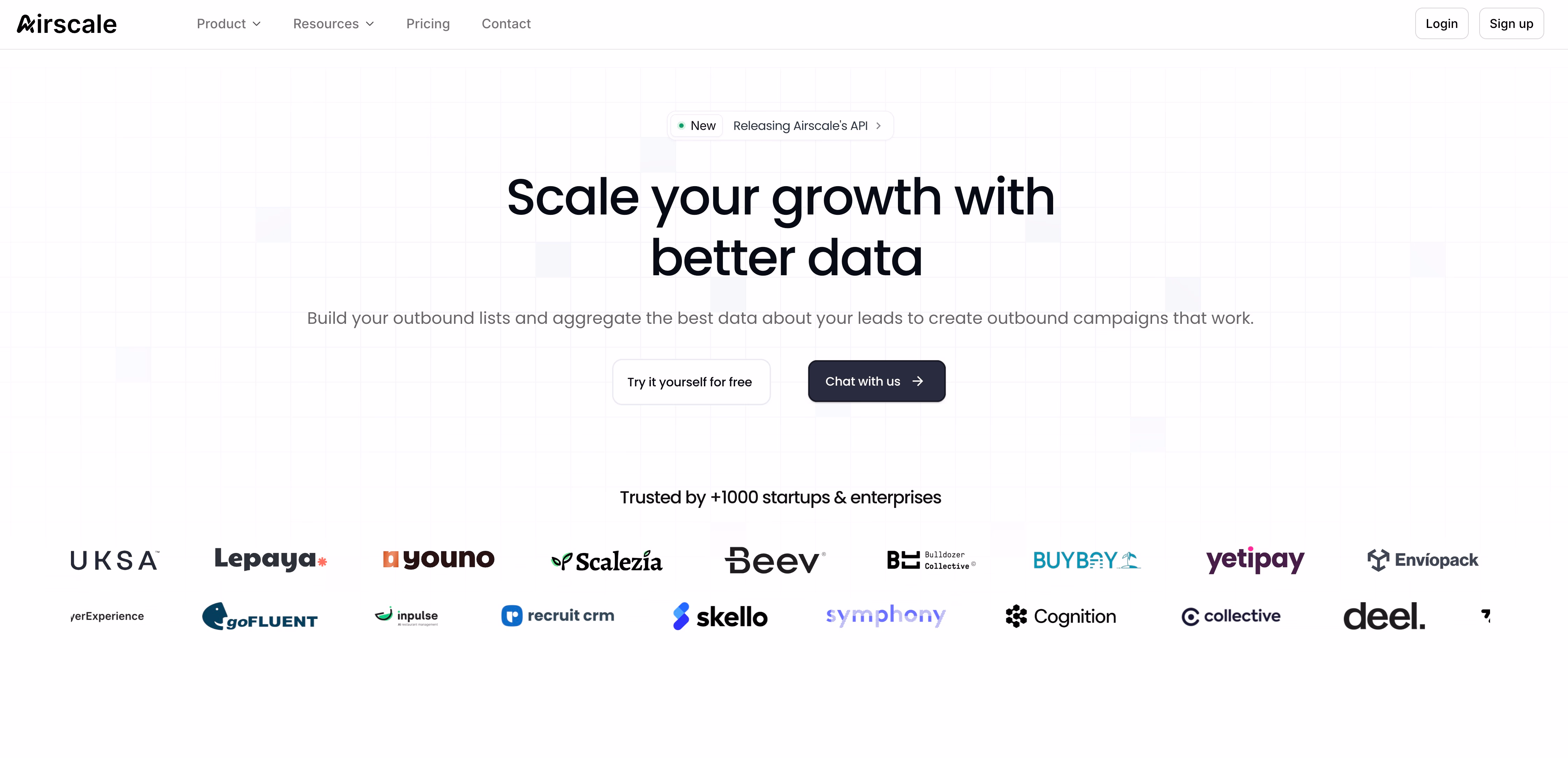airscale homepage website screenshot
