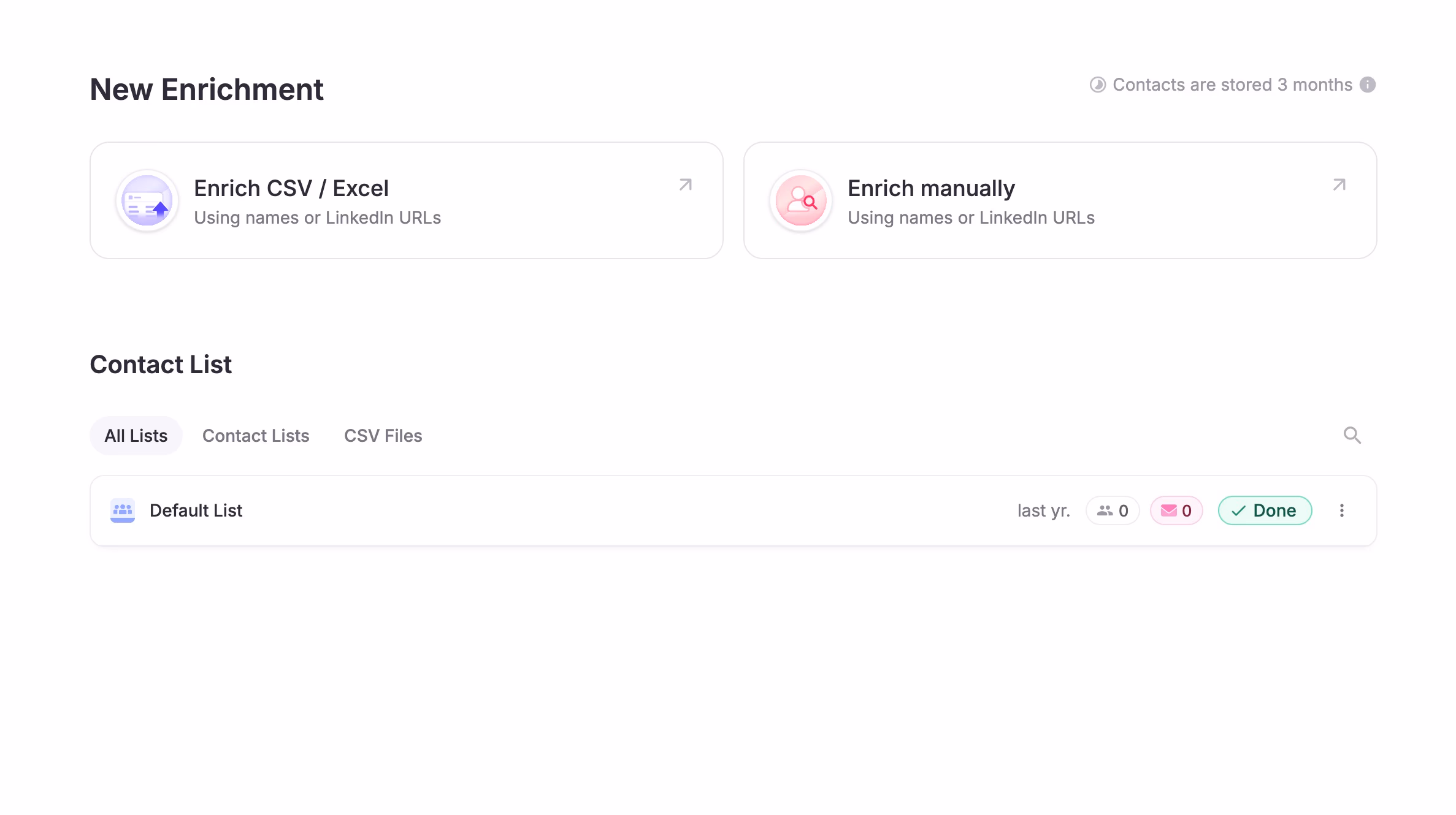 FullEnrich new enrichment screen