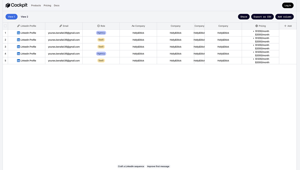 cockpit spreadsheet workspace website